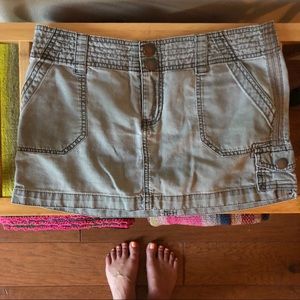 Army Green Cargo Mini Skirt